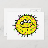 Gelber Cartoon Postkarte (Vorne/Hinten)