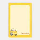 Gelber Cartoon-Wagen Post-it Klebezettel (Vorderseite)