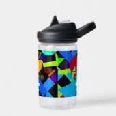 Gelber Cemet Truck, farbenfrohe geometrische Forme Trinkflasche (Links)