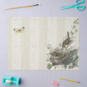 Gelber Chat Bird Nest Butterfly Decoupage Lace Seidenpapier (Basteln)
