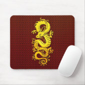 Gelber chinesischer Drache auf Stahlmasche Mousepad (Mit Mouse)