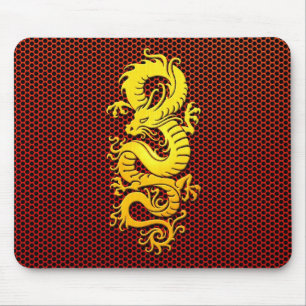 Gelber chinesischer Drache auf Stahlmasche Mousepad