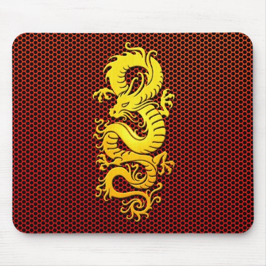 Gelber chinesischer Drache auf Stahlmasche Mousepad (Vorne)