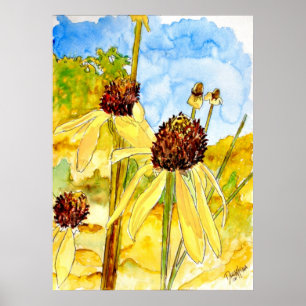 gelber coneflower Blumen-Plakatdruck Poster