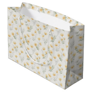 Gelber Cottagecore-Wildblumen-Botanikdruck Große Geschenktüte
