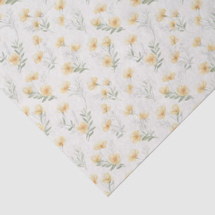 Gelber Cottagecore-Wildblumen-Botanikdruck Seidenpapier