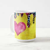 Gelber Cup und Leoparden Spots Kaffeetasse (Vorderseite Links)