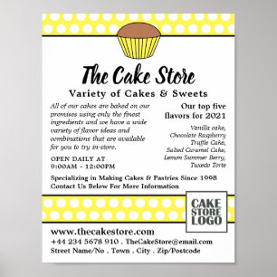 Gelber Cupcake & Polka Dot, Werbung im Cake Store Poster
