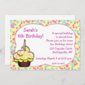 Gelber Cupcake zum Geburtstag Einladung (Vorne/Hinten)