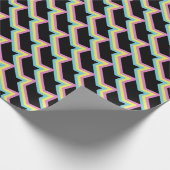 Gelber Cyan Magenta Streifen Geschenkpapier (Ecke)