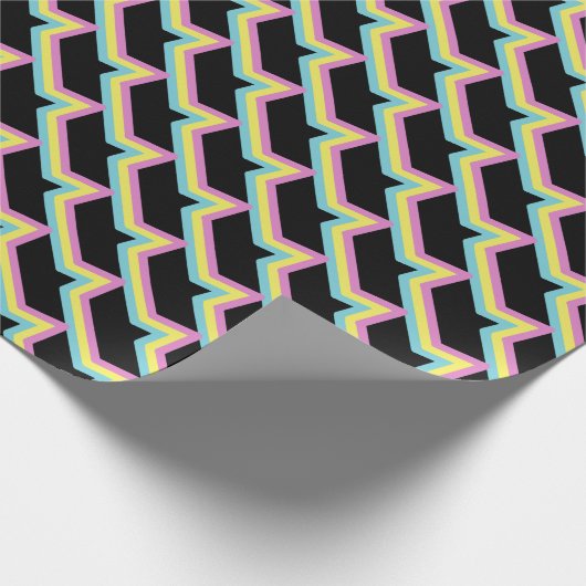 Gelber Cyan Magenta Streifen Geschenkpapier (Ecke)