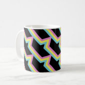 Gelber Cyan Magenta Streifen Kaffeetasse (Vorderseite Links)