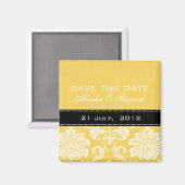 Gelber Damast-Save the Date Magnet (Vorderseite/Rückseite)