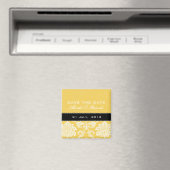 Gelber Damast-Save the Date Magnet (In Situ (Geschirrspüler))