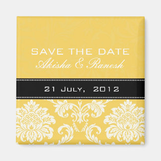 Gelber Damast-Save the Date Magnet