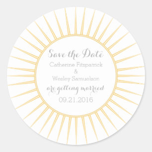 Gelber Deko Retro Save the Date Stickers