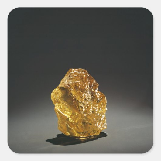 Gelber Diamant im Rohstoff Quadratischer Aufkleber (Vorderseite)