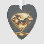 Gelber Diamant und mehrfarbiges Acrylherz Ornament (Vorderseite)