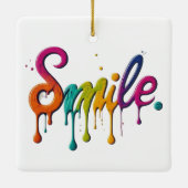 Gelber Diamant und mehrfarbiges Lächeln Keramikornament (Rückseite)