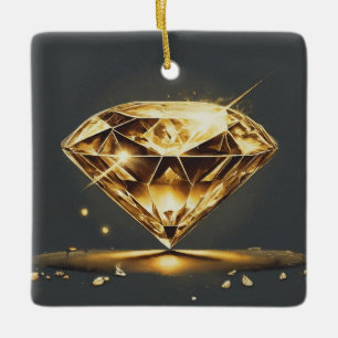 Gelber Diamant und mehrfarbiges Lächeln Keramikornament