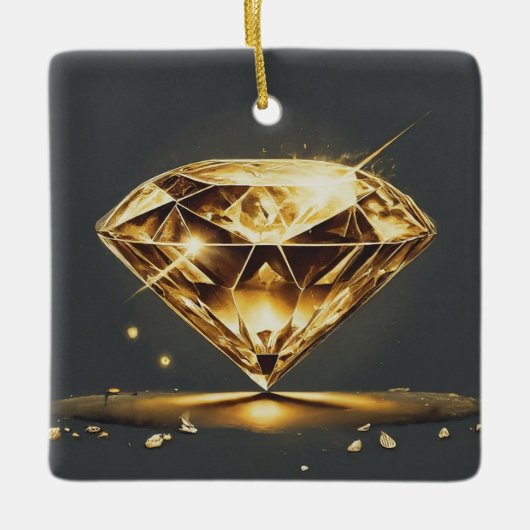 Gelber Diamant und mehrfarbiges Lächeln Keramikornament (Vorderseite)