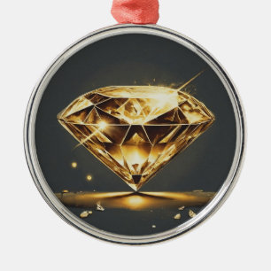 Gelber Diamant und schwarzer Hintergrund Ornament Aus Metall
