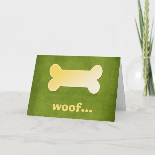 Gelber Dogenknochen *Woof* Leere Grußkarte Karte (Vorderseite)