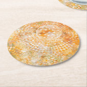 Gelber Doily Monoprint Entwurf Runder Pappuntersetzer (Angewinkelt)