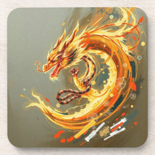 Gelber Drache Getränkeuntersetzer
