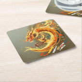 Gelber Drache Rechteckiger Pappuntersetzer (angewinkelt)