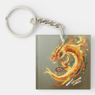 Gelber Drache Schlüsselanhänger
