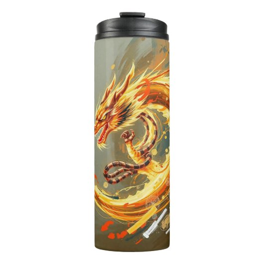 Gelber Drache Thermosbecher (Vorderseite)