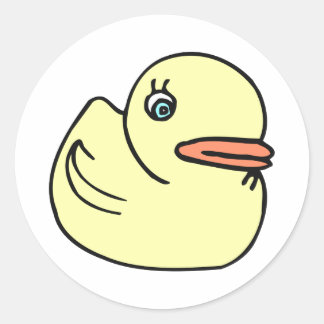 Gelber Duck-Cartoon Gezeichnet Runder Aufkleber