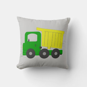 Gelber Dump Truck Grau Hintergrund Kissen