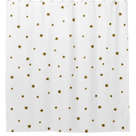 Gelber Duschvorhang mit weißen Blume (Vorderseite)