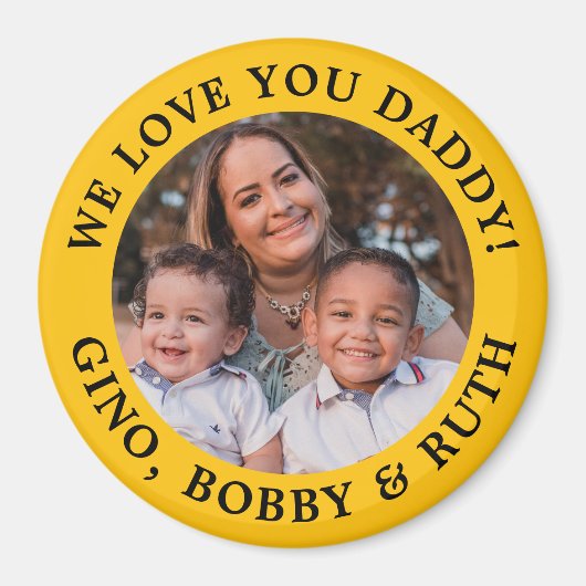 Gelber, einfacher Text und Foto Magnet (Vorne)