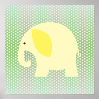 Gelber Elefant auf Minzgrün Poster