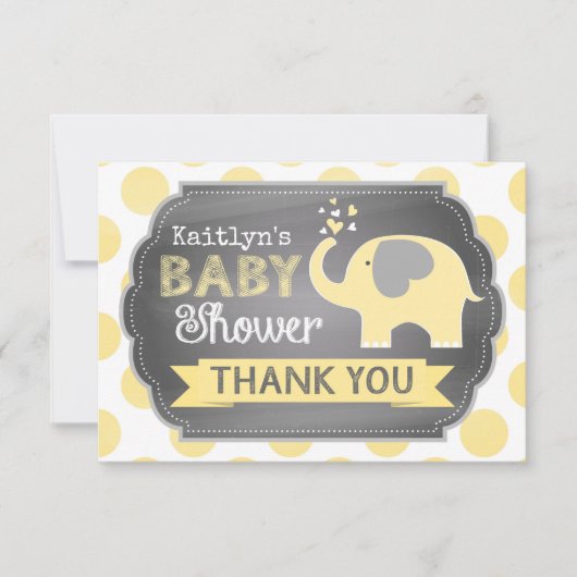 Gelber Elefant-Punkt-Druck danken Ihnen Dankeskarte (Vorderseite)