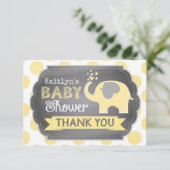 Gelber Elefant-Punkt-Druck danken Ihnen Dankeskarte (Stehend Vorderseite)