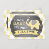 Gelber Elefant-Punkt-Druck danken Ihnen Dankeskarte (Vorne/Hinten)