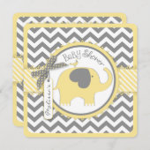 Gelber Elefant und Zickzack Print Baby Dusche Einladung (Vorne/Hinten)