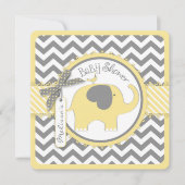 Gelber Elefant und Zickzack Print Baby Dusche Einladung (Vorderseite)