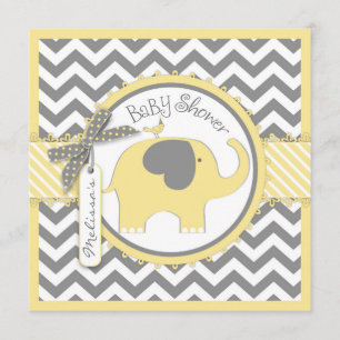 Gelber Elefant und Zickzack Print-Baby-Dusche Einladung