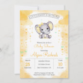 Gelber Elefant Watercolor Kinderdusche Einladung (Vorderseite)