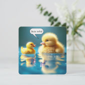 Gelber Enckeltier-Spaß für Geburtstagsparty Einladung (Stehend Vorderseite)