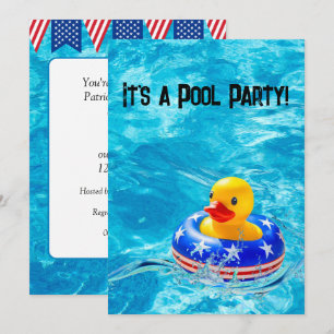 Gelber Ente für patriotische Poolparty  Einladung