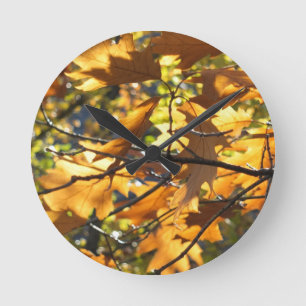 Gelber Fall Runde Wanduhr