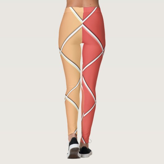 Gelber Farbverlauf mit Quadraten Leggings (Rückseite)