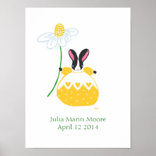 Gelber Fifi Daisy Bunny Geburtstagsposter Poster