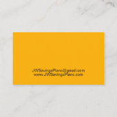 Gelber Finanzberater Sparbuchhalter Visitenkarte (Rückseite)